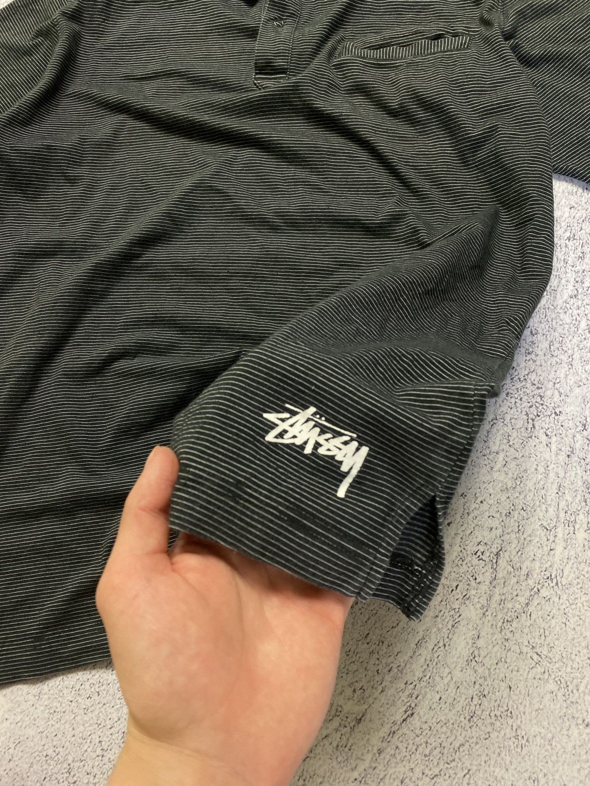 Stussy × Vintage Vintage Stussy Pocket Polo T-shirt Striped Rare Size US L / EU 52-54 / 3 - 4 Thumbnail