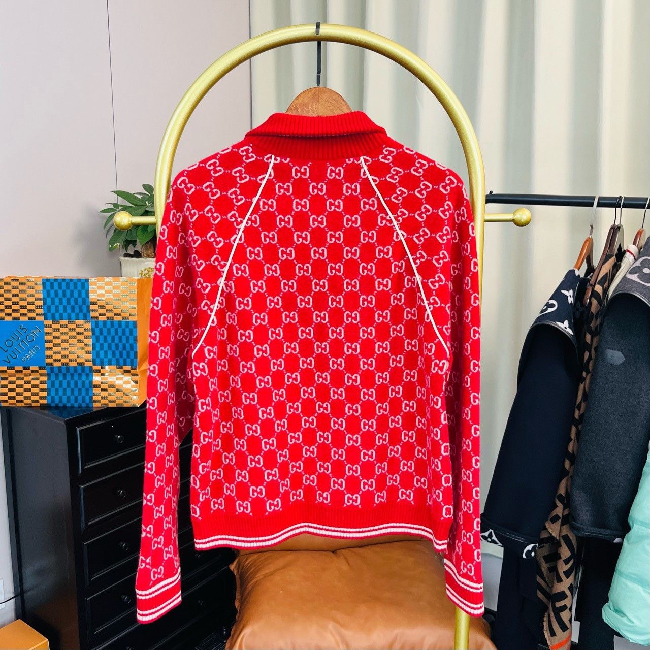 Gucci Gucci Red full-print tweed coat 2501-Nextarrow Size US XS / EU 42 / 0 - 2 Thumbnail