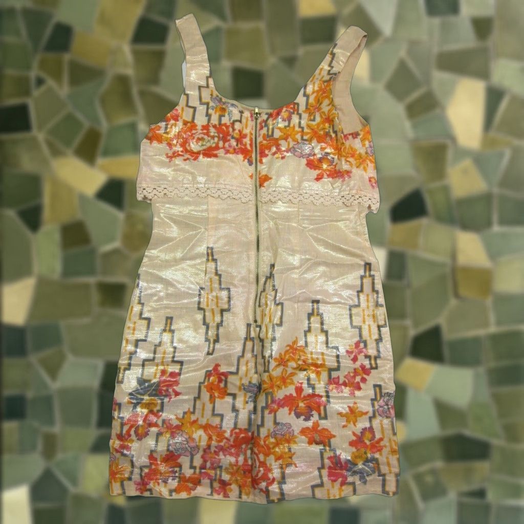 Free People Free People Orange Blue Shimmer Embroidered Tank Sheath Tunic Dress Women Small Size S / US 4 / IT 40 - 1 Thumbnail