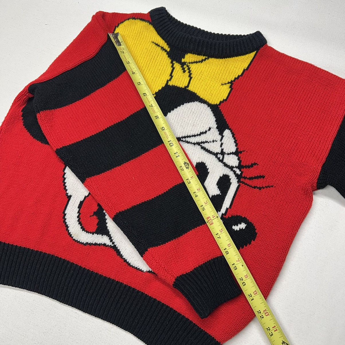 Disney × Mickey Mouse × Vintage VTG Mickey & Co Sweater Minnie Mouse Disney Red Knit Striped Size S / US 4 / IT 40 - 15 Thumbnail