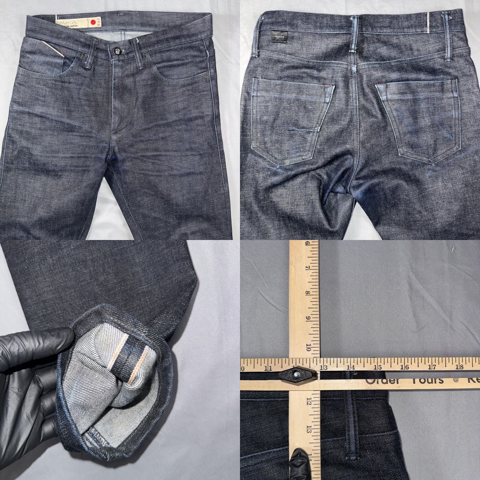 Denime MATIAS Jeans Mens 29x29 Blue Slim Tapered Selvage Denim Made Japan Jeans Slim 29 Blue Selvage Japan Mens Size US 29 - 8 Thumbnail