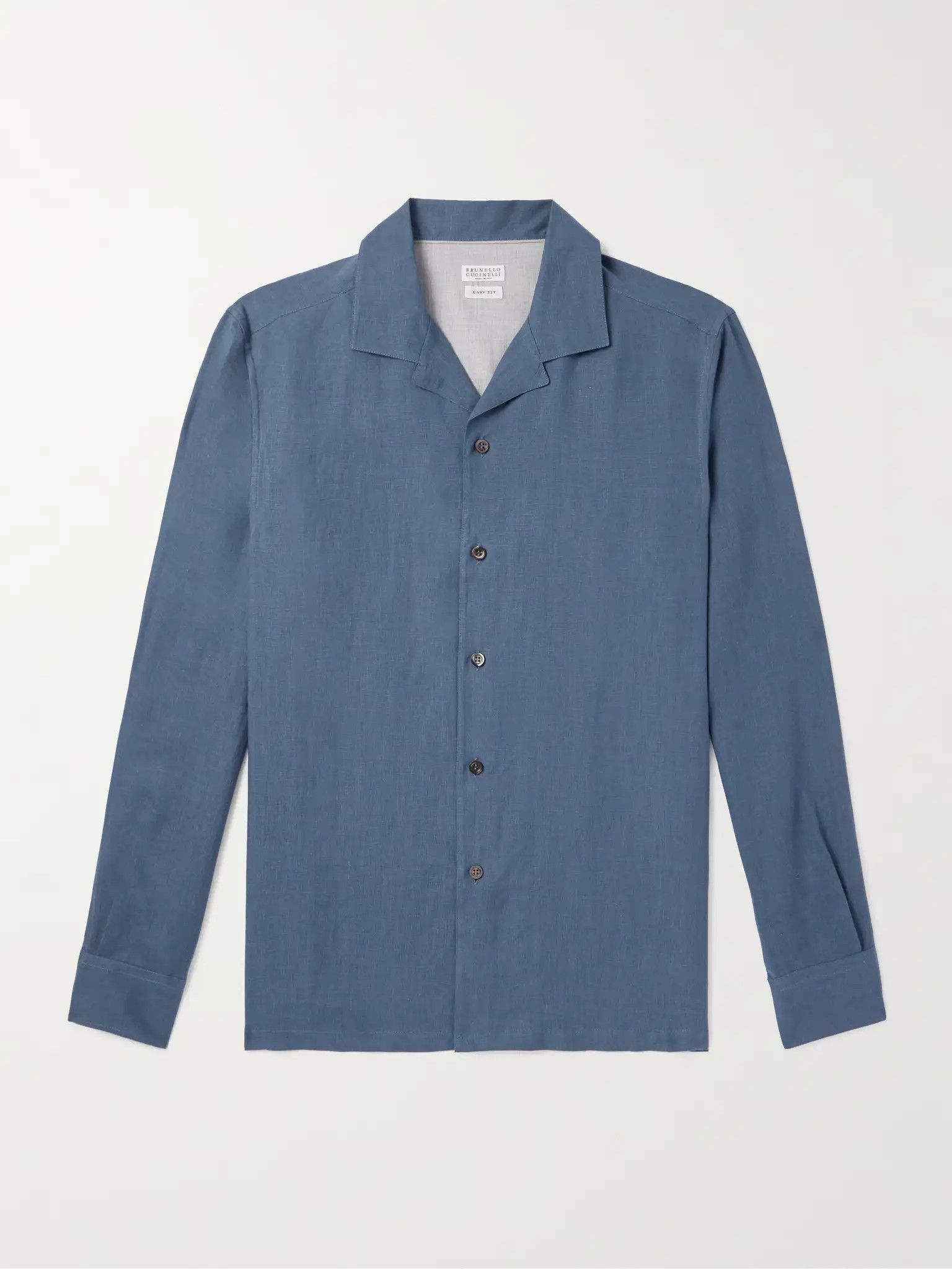 Brunello Cucinelli o1y0526 Solid Color Shirt in Slate Blue Size US M / EU 48-50 / 2 - 1 Thumbnail