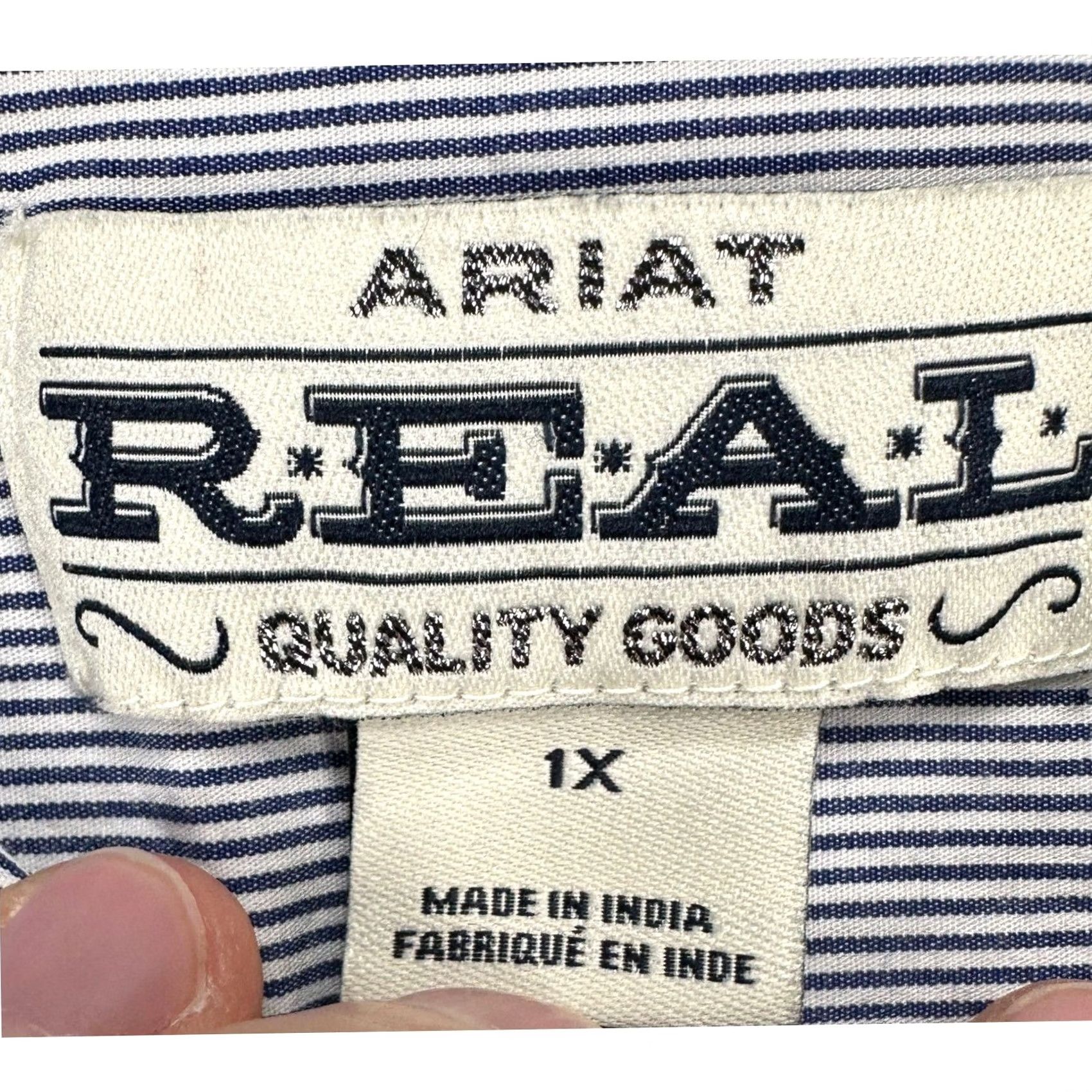 Ariat Ariat REAL Womens Western Shirt 1X Plus Blue White Stripes Button-Up Stretch Shirt Size XL / US 12-14 / IT 48-50 - 5 Thumbnail