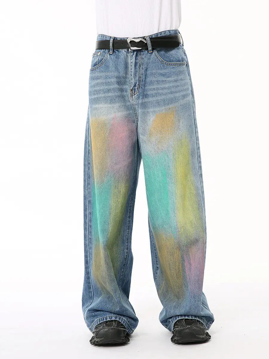 Japanese Brand Retro hip-hop colored graffiti jeans Size US 32 / EU 48 - 3 Thumbnail
