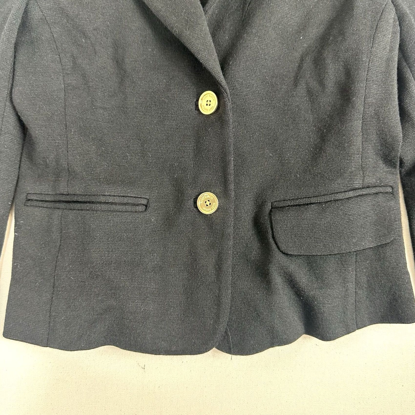Tory Burch Tory Burch Blazer Womens XS Black Wool Blend Double Pocket Gold Buttons Size XS / US 0-2 / IT 36-38 - 4 Thumbnail