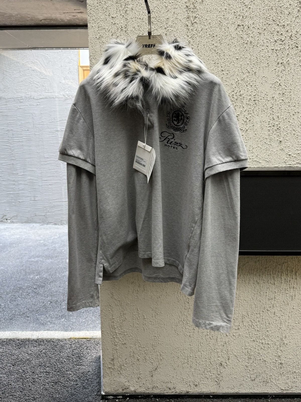 PROTOCOL INDEX FUR COLLAR LAYERED POLO SHIRTS-MELANGE GREY