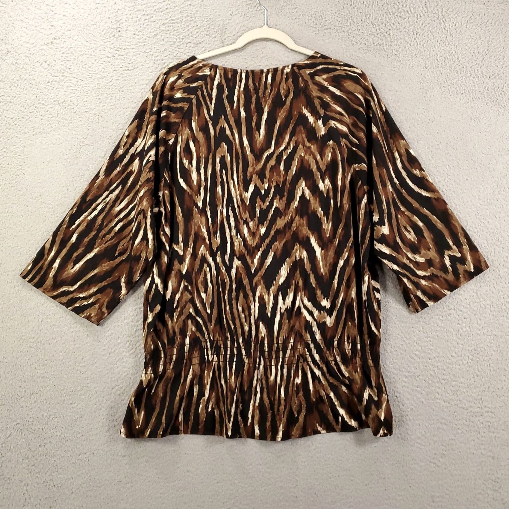 Vintage Chicos Womens Large Brown Black Abstract Artsy Geometric Elastic Waist Top Size L / US 10 / IT 46 - 7 Thumbnail