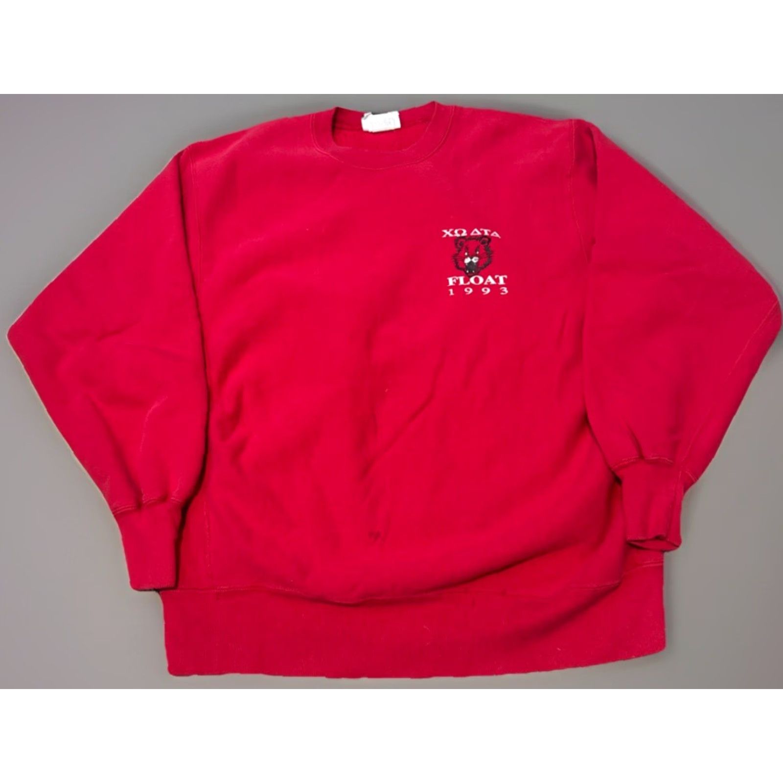 Lee VTG 1993 Chi Omega Sorority University Cincinnati Crewneck Sweatshirt XL Red Pullover Unisex Adults Sweatshirt Size XL / US 12-14 / IT 48-50 - 2 Thumbnail