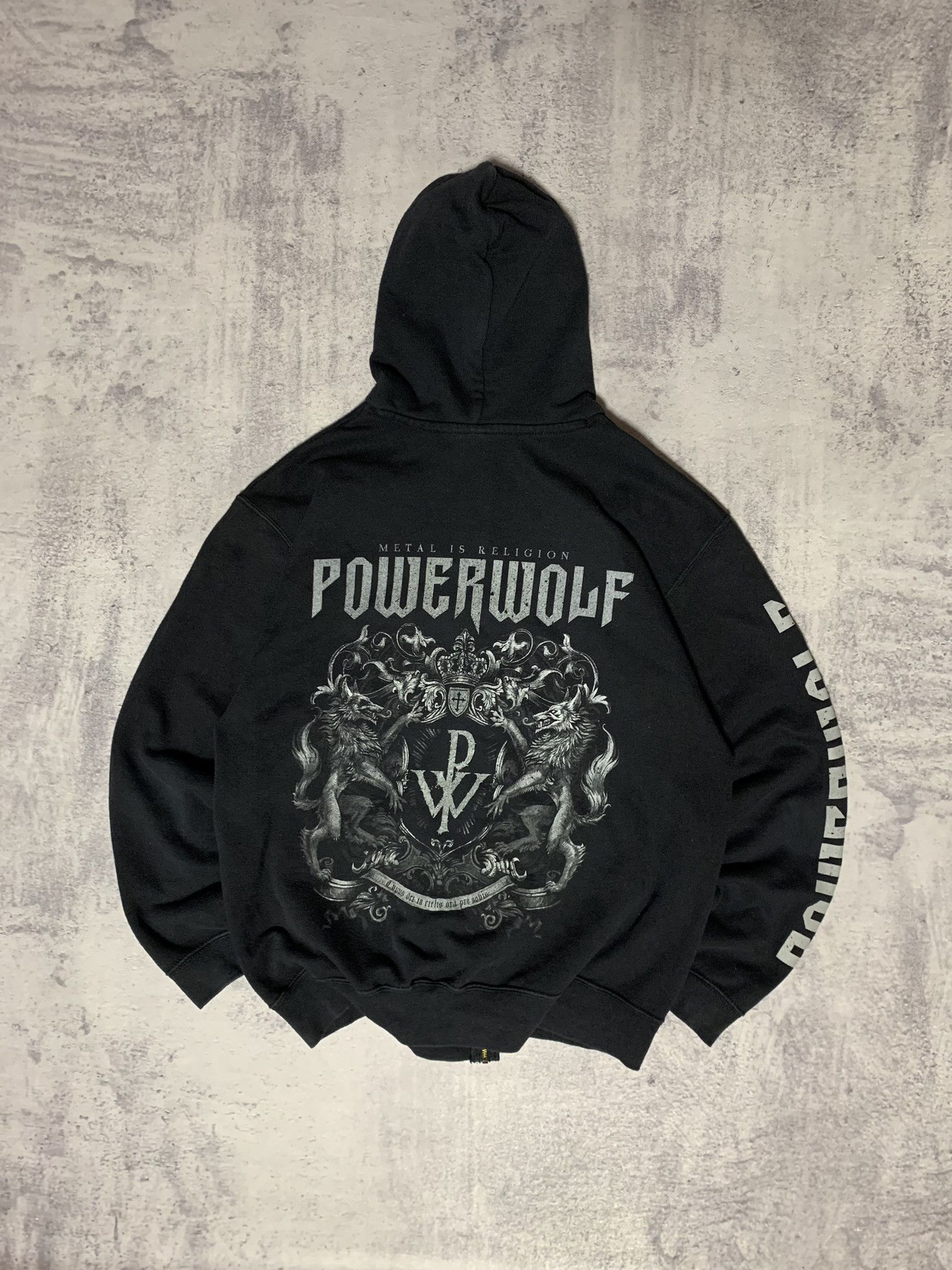 Fruit Of The Loom Power Wolf Big Logo zip hoodie mens Merch Rock size L Size US L / EU 52-54 / 3 - 7 Thumbnail