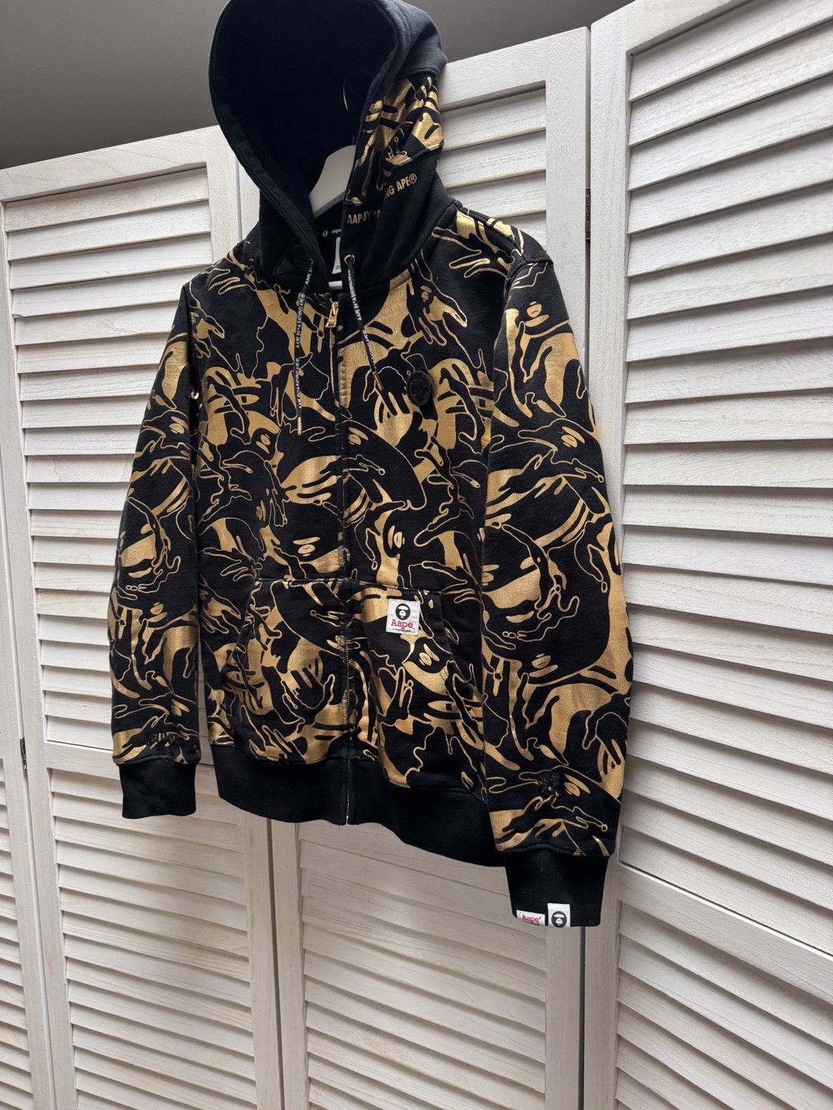 Men’s Casual AAPE Hoodie Black Gold