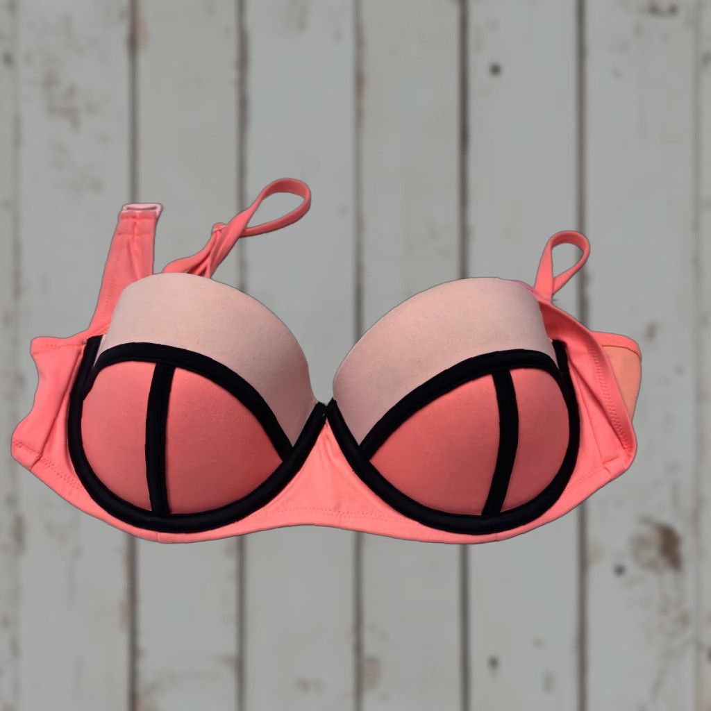 Victoria's Secret Victoria's Secret Bra 36C Push Up Padded Pink Black Trim 7761 - Women, Underwired, Lace, Solid, Nylon Blend, Hand Wash Only Size ONE SIZE - 1 Thumbnail