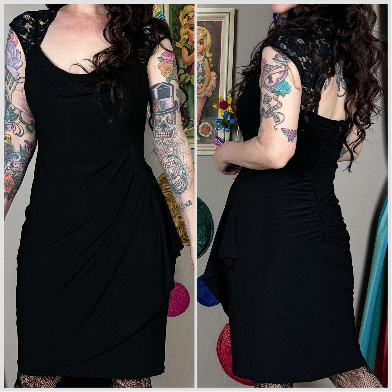 Vintage Vintage Y2K Caché Sleeveless Black Ruched Cutout Mini Dress Size M / US 6-8 / IT 42-44 - 3 Thumbnail