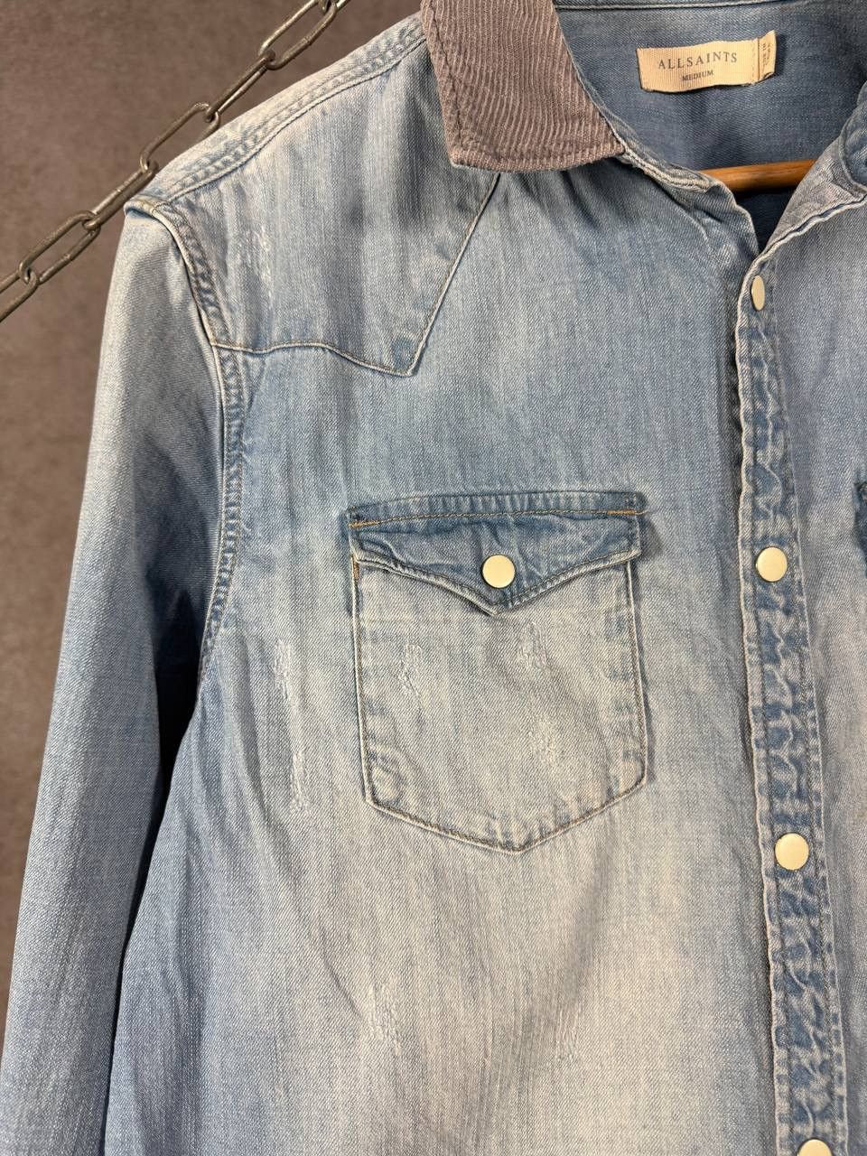 Allsaints Allsaints designer distressed denim shirt Size US S / EU 44-46 / 1 - 6 Thumbnail
