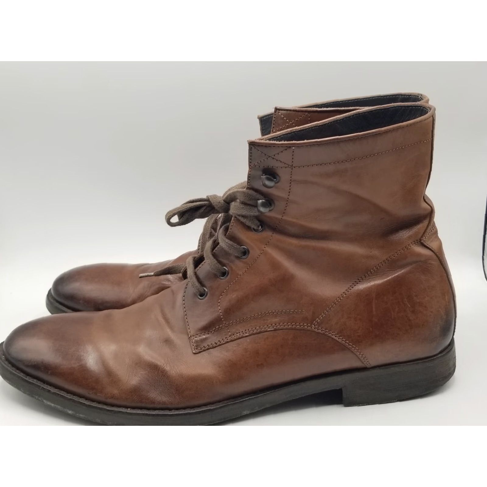 Vintage To Boot New York Adam Derrick brown leather lace up boots Made in taly Size 13 Boots Mens Brown Leather Chukka Lace Up Comfort Cushioned Lined 13 Mens Size US 13 / EU 46 - 5 Thumbnail