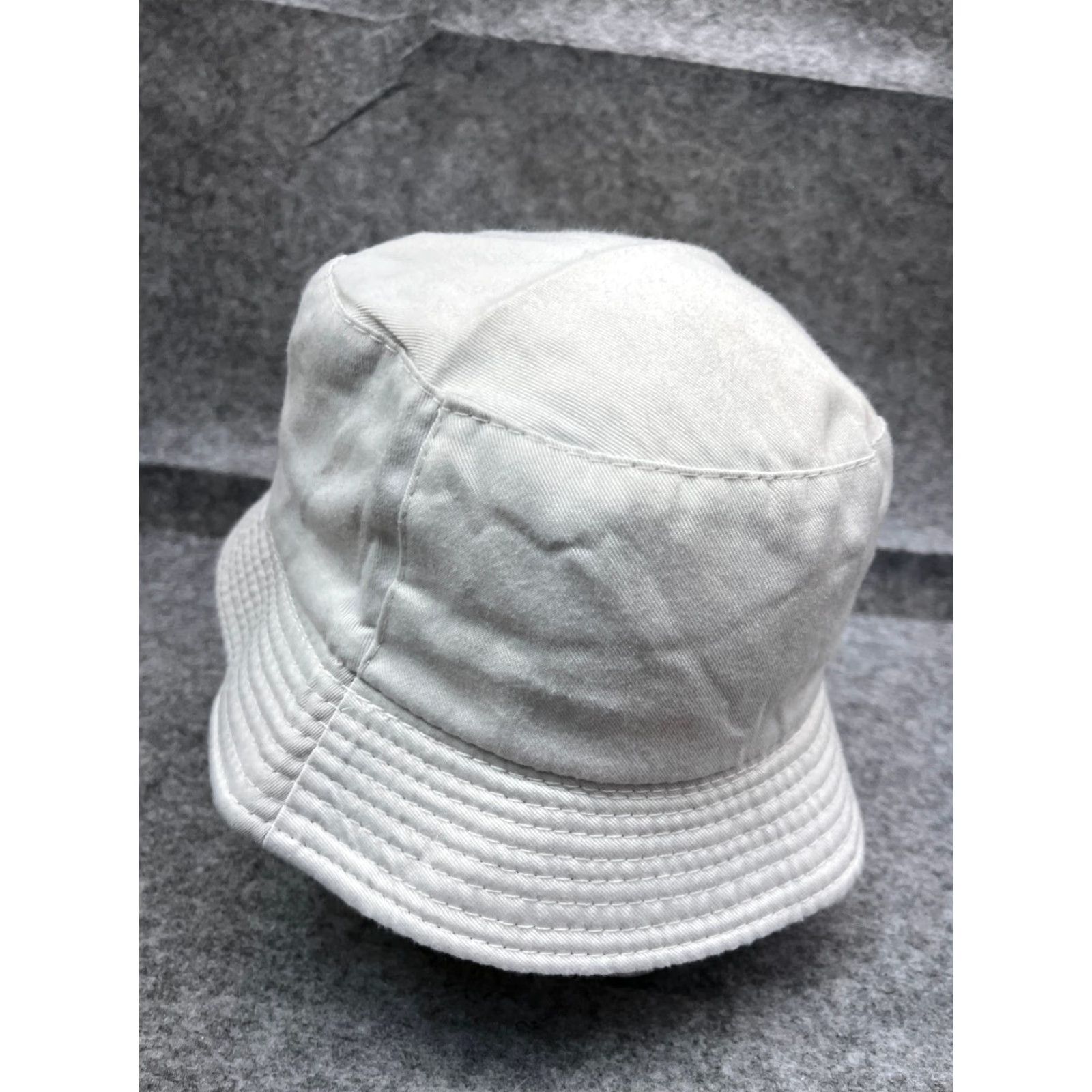 Omega Bucket Hat Adult One Size White Beige Plaid Cotton Reversible Size ONE SIZE - 5 Thumbnail