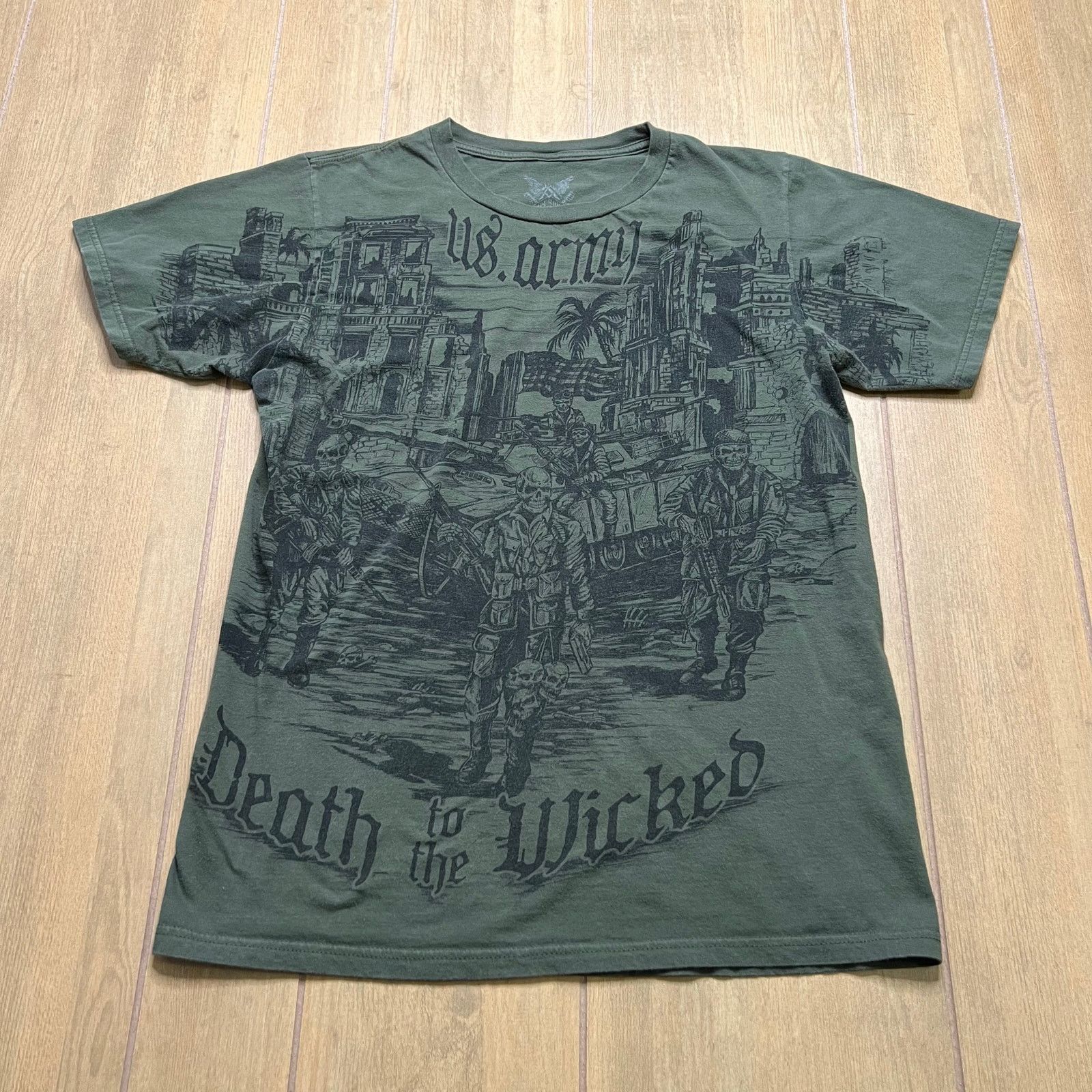 Vintage Apprime US Army Shirt Mens Medium Death To The Wicked Troops Size US M / EU 48-50 / 2 - 1 Thumbnail