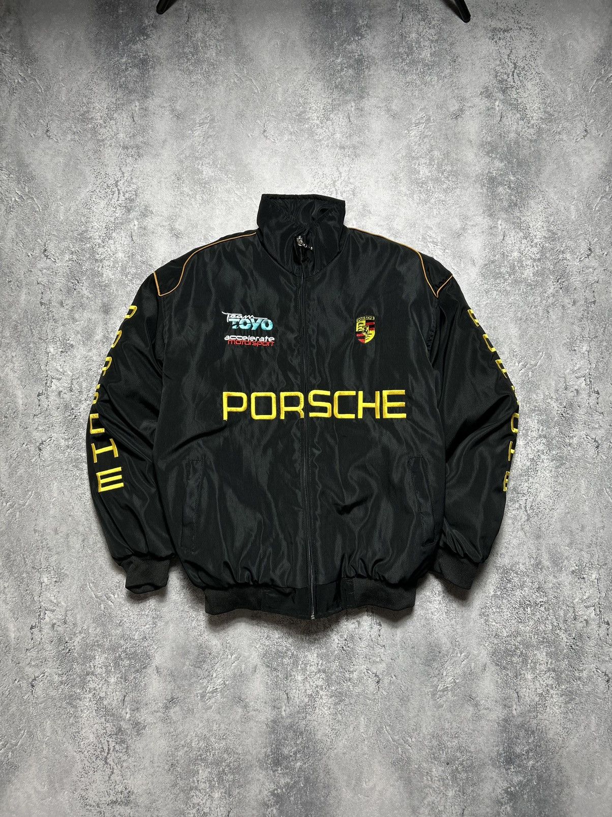 image of Porsche Design x Racing Vintage Porsche Jacket Racing Big Logo Black, Men's (Size Large)