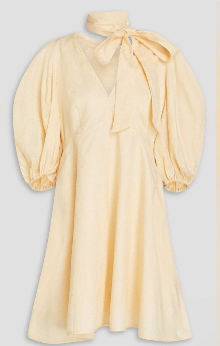 Zimmermann ZIMMERMANN Tie-detailed 100% Linen Mini Dress size 0P Size XS / US 0-2 / IT 36-38 - 1 Thumbnail