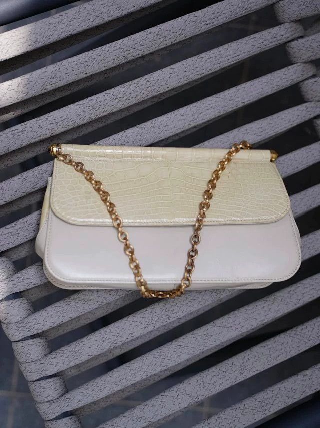 Judith Leiber Judith Leiber Cream Crocodile & Leather Chain Gemstone Bag Size ONE SIZE - 2 Thumbnail