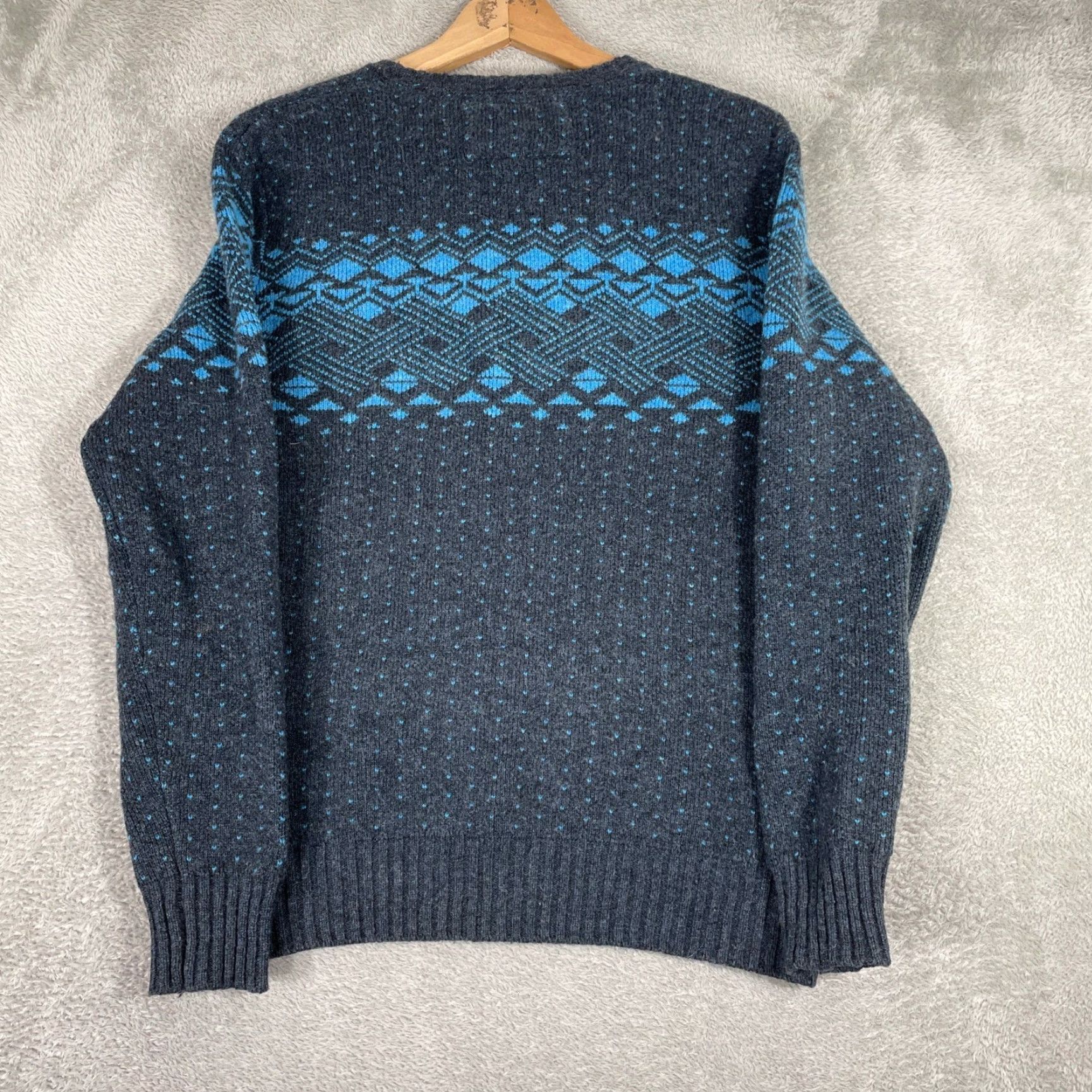 Timberland VINTAGE: No Timberland Sweater Mens Medium Gray Blue Fair Isle Lambswool Crewneck Size US M / EU 48-50 / 2 - 6 Thumbnail