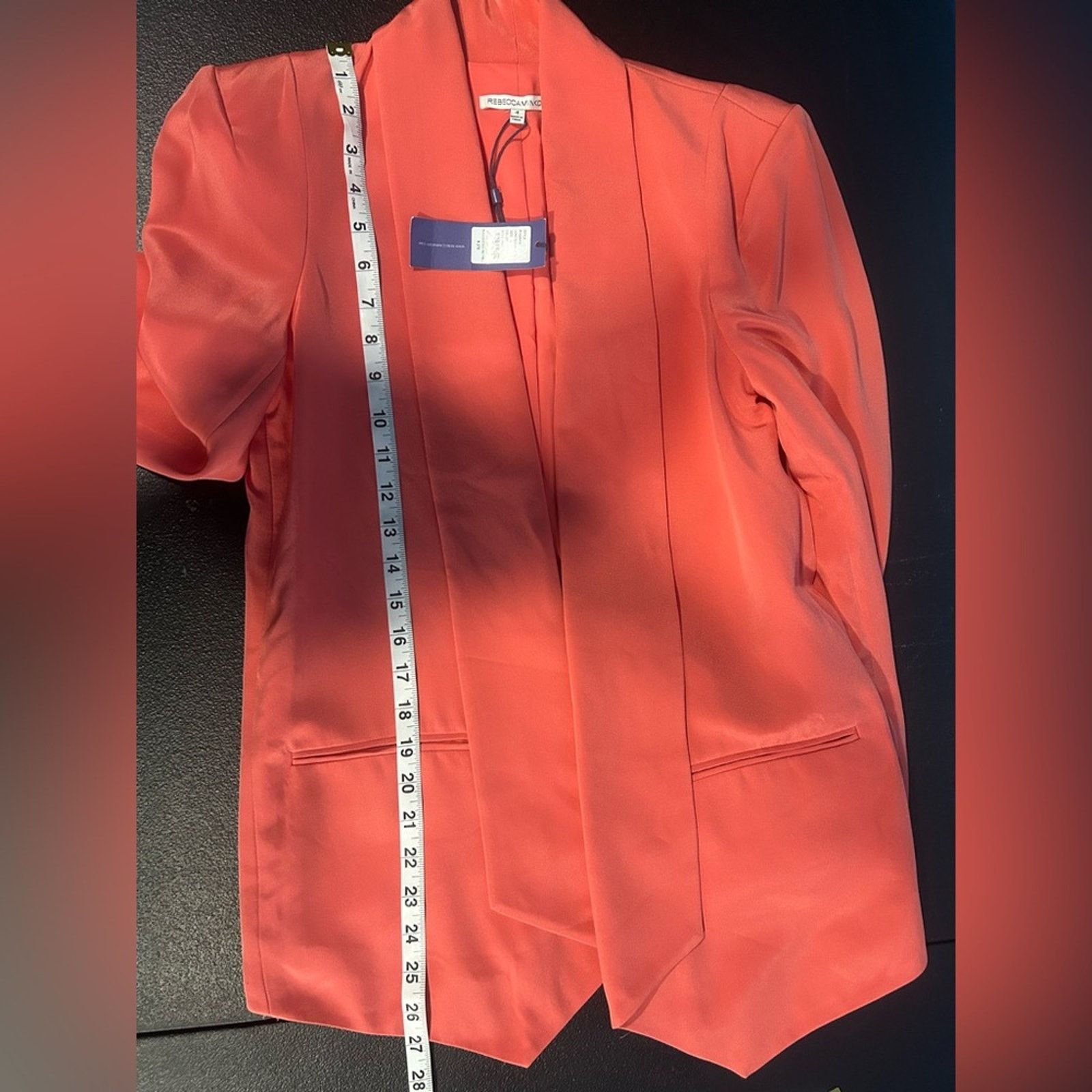 Rebecca Minkoff Rebecca Minkoff Long Becky Blazer 100% Silk Coral NWT Size 4 Size S / US 4 / IT 40 - 7 Thumbnail
