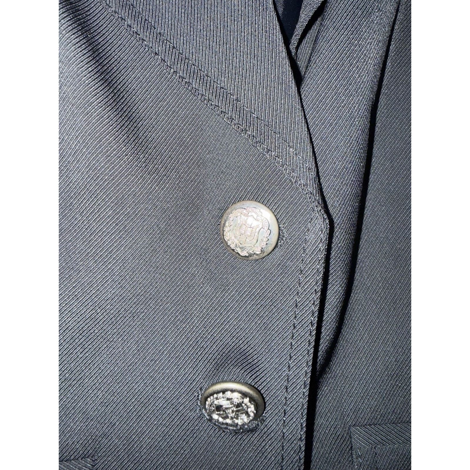 Vintage saudra augelazzi Black Blazer Crest Buttons Fitted 36 US 4 Size S / US 4 / IT 40 - 2 Thumbnail