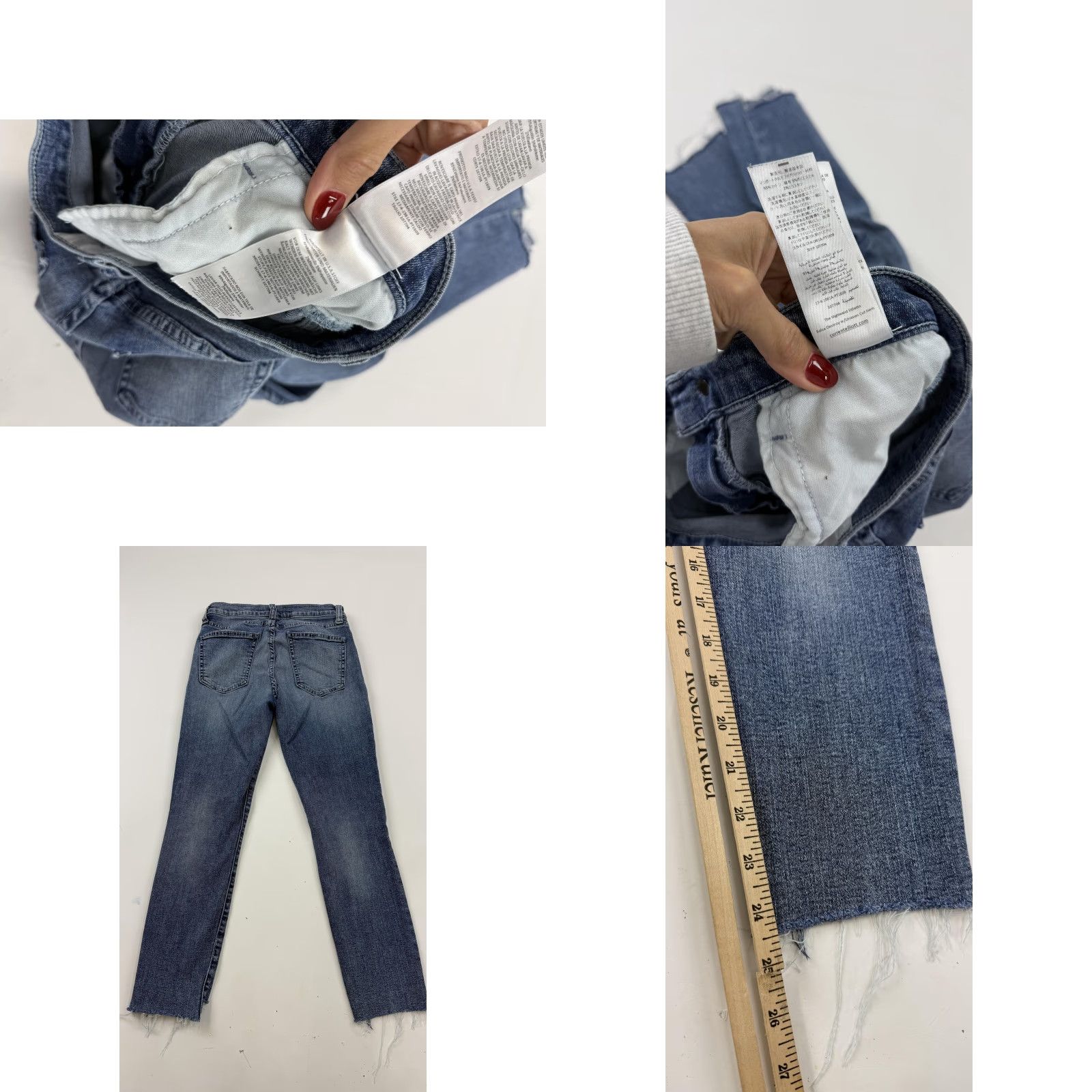 Vintage CURRENT/ELLIOTT High Waist Skinny Jeans Womens 27 Blue Distressed Stiletto Raw Hem Size 27" / US 4 / IT 40 - 8 Thumbnail