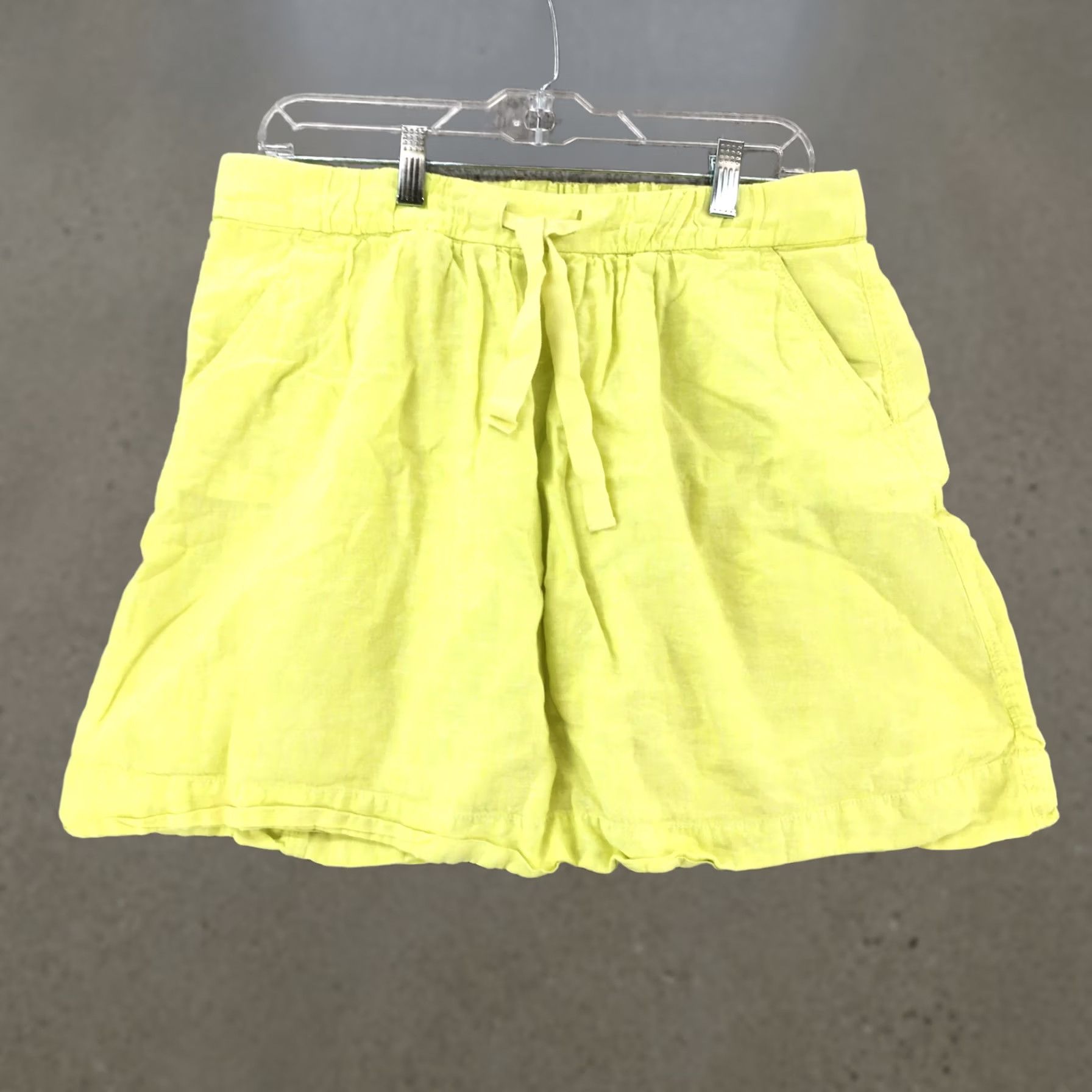 J.Crew J.CREW Mini Skort Womens 10 Neon Yellow Drawstring Elastic Waist Side Pockets Skort Casual Summer 90s? Size ONE SIZE - 1 Thumbnail