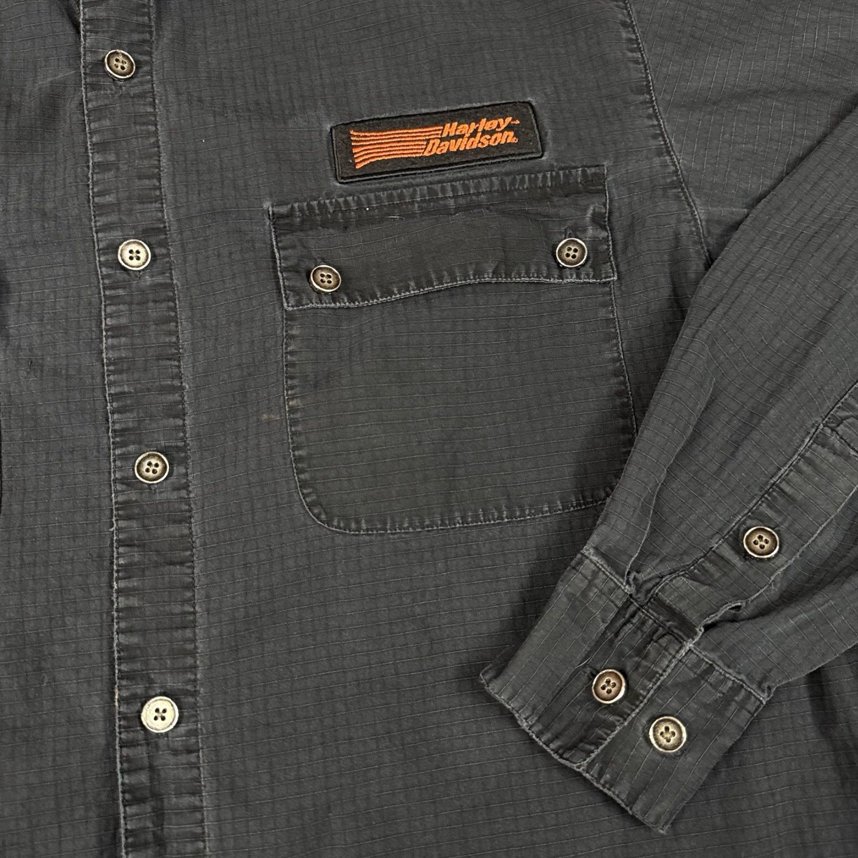 Harley Davidson Harley-Davidson Shirt Men's M Black Distressed Button-Up Grunge Casual M Size US M / EU 48-50 / 2 - 3 Thumbnail