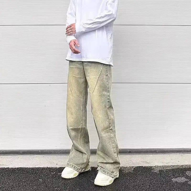 Japanese Brand Streetwear Yellow Style Distressed Straight Jeans y2k Size US 30 / EU 46 - 1 Thumbnail