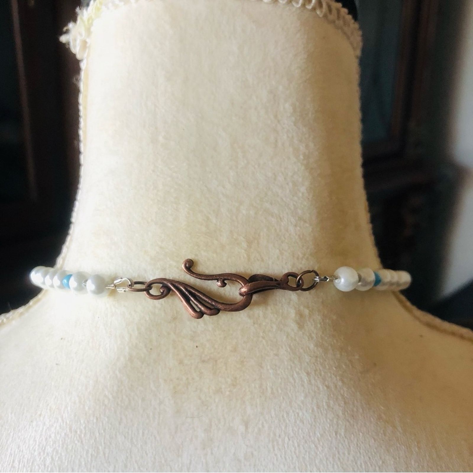 Handmade Handcrafted repurpose ancient look stone Pearl necklace Size ONE SIZE - 7 Thumbnail