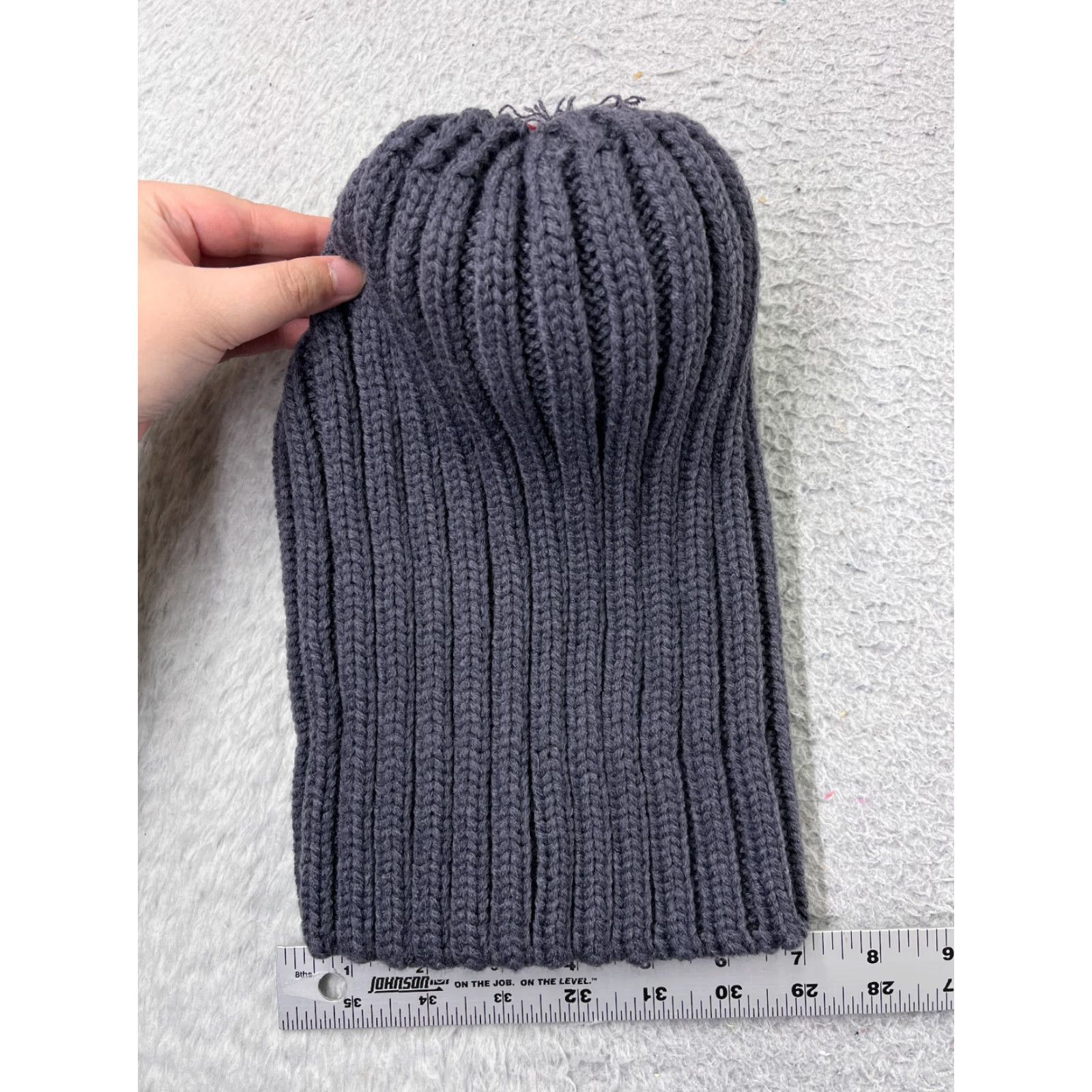 Vintage Beanie Hat Womens One Size Gray Knit Beanie with Faux Fur Pom 100% Acrylic Ski Theme Adult Women Casual Knit Hat Size ONE SIZE - 4 Thumbnail