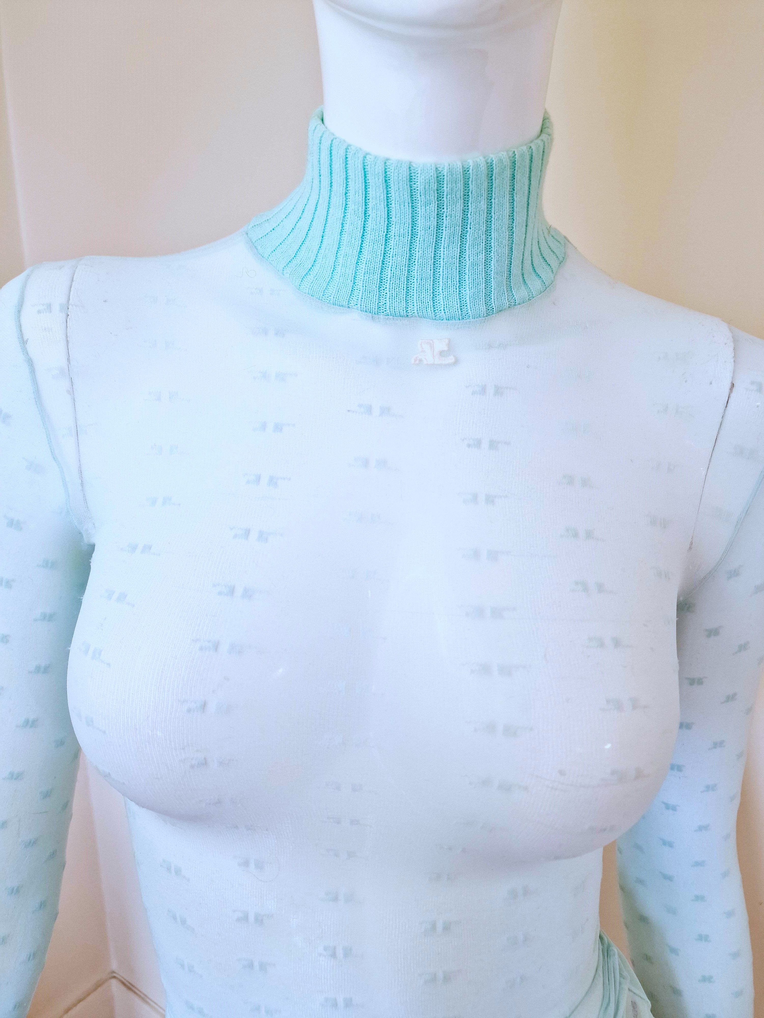 Andre Courreges × Courreges Courrèges Logo Monogram Blue Transparent Mesh XS Top Tee Size XS / US 0-2 / IT 36-38 - 5 Thumbnail