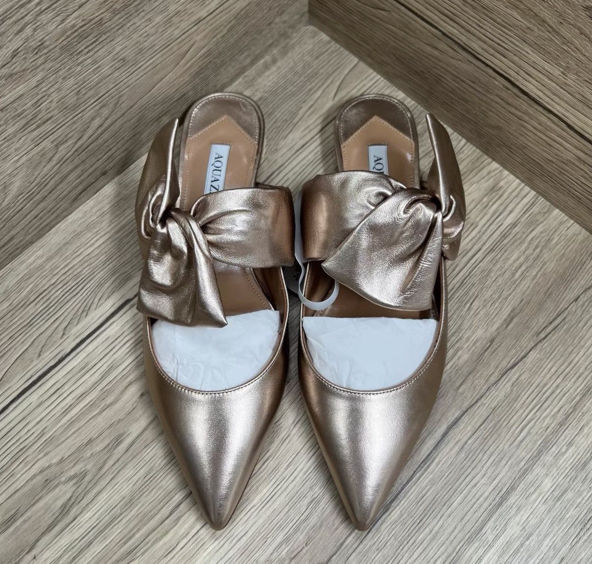 Aquazzura Aquazzura Champagne Gold Mule Slides J41 Size US 7 / IT 37 - 3 Thumbnail