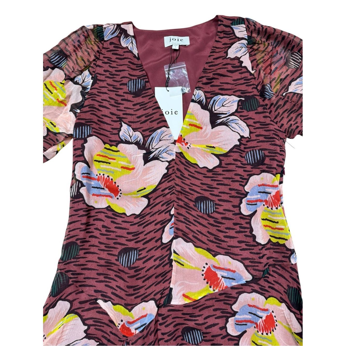 Joie NWT New $428 Joie Odilia Mini Silk Long Sleeve Dress In Oxb Size XS / US 0-2 / IT 36-38 - 5 Thumbnail