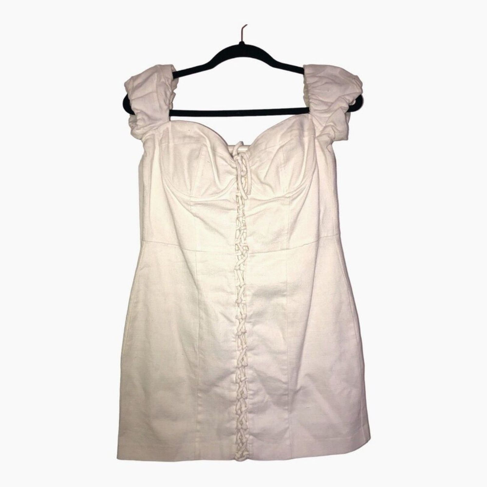 Zara ZARA Off The Shoulder Puff Sleeves Mini Dress With Detail L Size L / US 10 / IT 46 - 8 Thumbnail