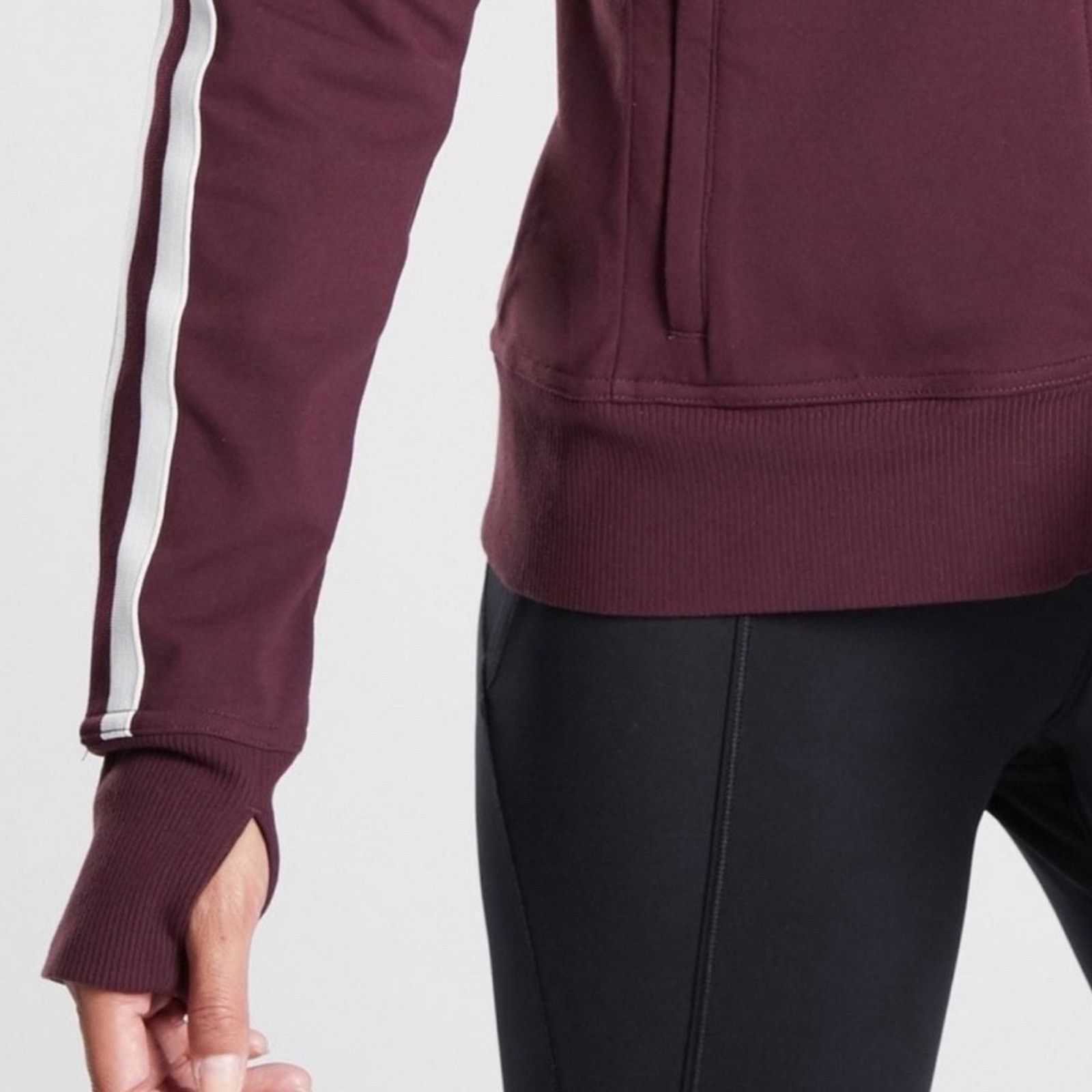 Athleta Athleta Circa Track Jacket in burgundy with White Stripes. S Size S / US 4 / IT 40 - 3 Thumbnail