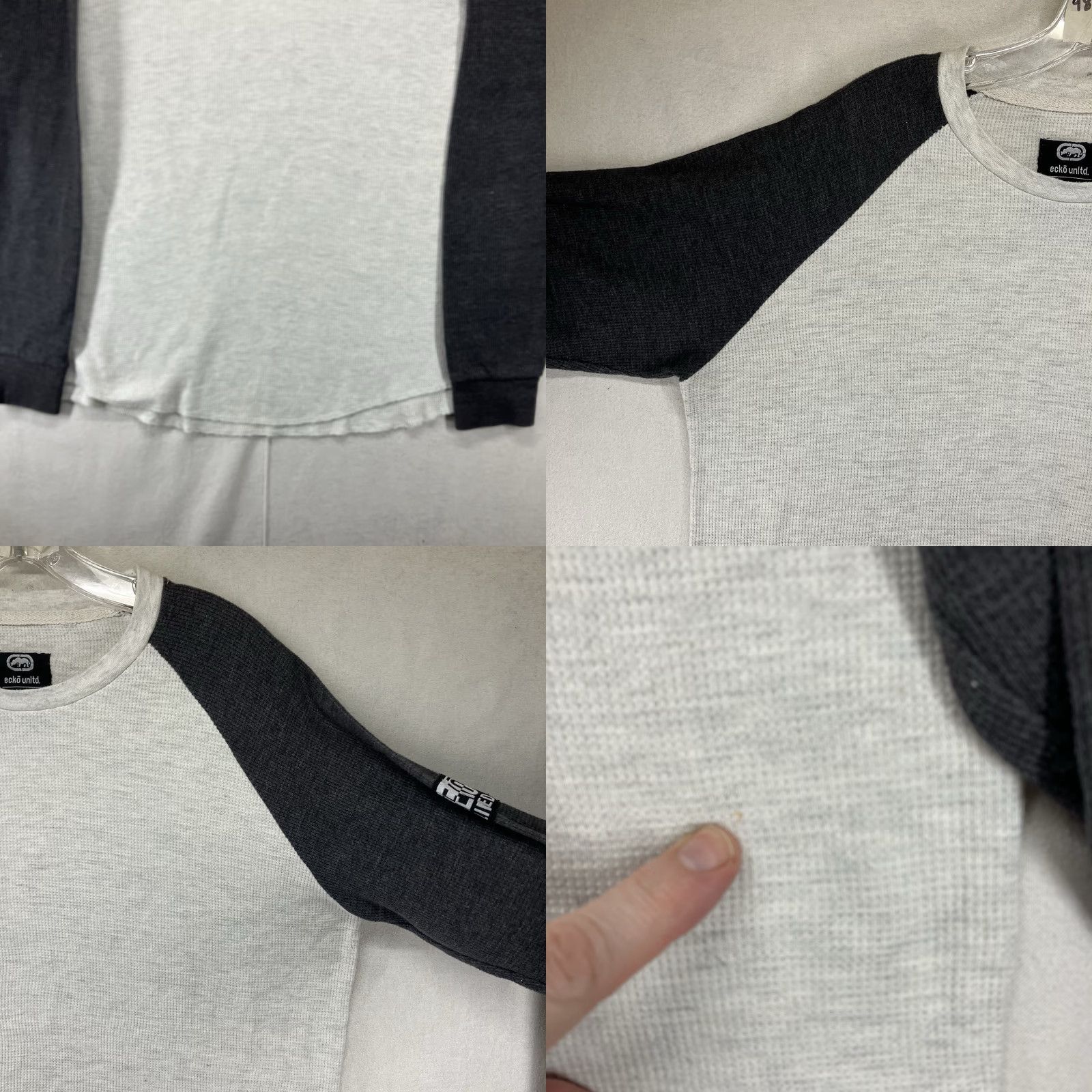 Ecko Unltd. VINTAGE ECKO UNLTD Thermal Waffle Long Sleeve Shirt XL Raglan Gray 90s Hip Hop Streetwear Rhino Mens Slim Shirt Size US XL / EU 56 / 4 - 8 Thumbnail