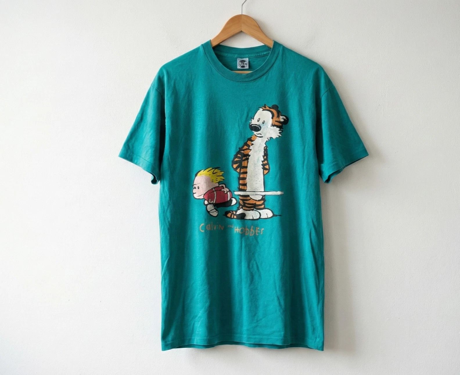 Other Vintage 90s Calvin Hobbes Single Stitch Tee Teal XL Football Size US XL / EU 56 / 4 - 1 Thumbnail