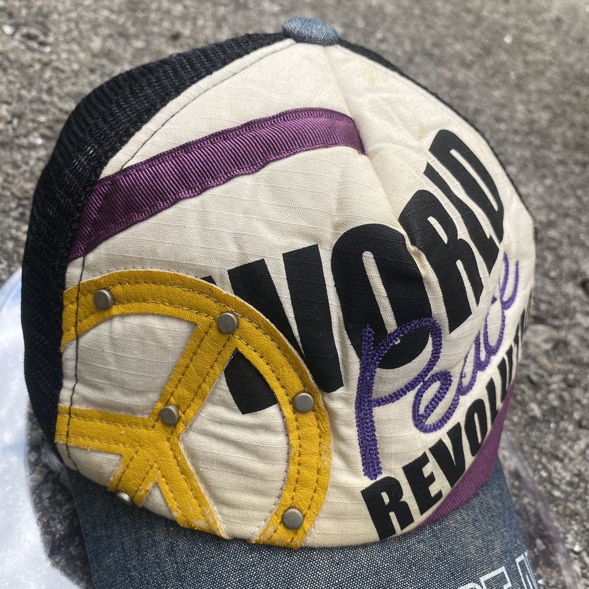 Japanese Brand Distressed Trucker Hat Peace Project World Peace Revolution Size ONE SIZE - 4 Thumbnail