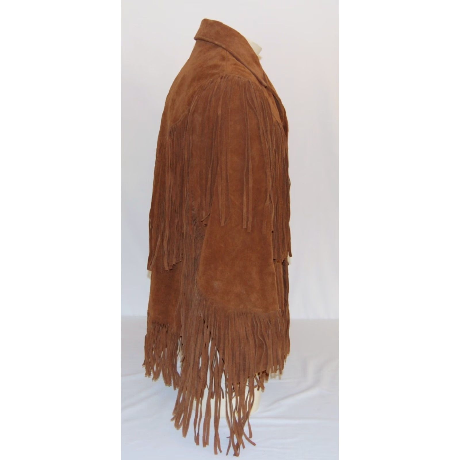 Vintage VINTAGE Pioneer Wear Men's Brown Fringe Real Leather Jacket Size 40 Retro Suede Size US XXS / EU 40 - 4 Thumbnail