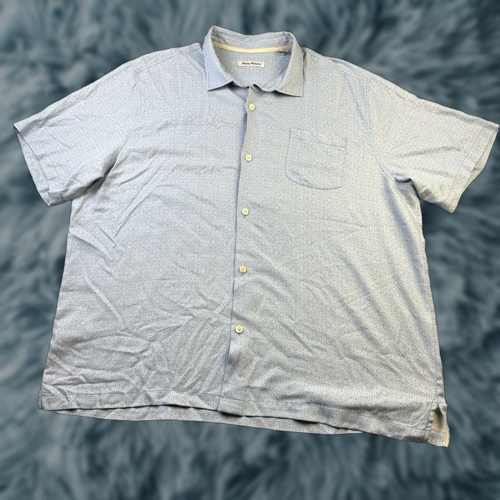 Tommy Bahama Tommy Bahama Shirt Mens 3XL Blue Geometric Camp Button Up Silk Shirt Size US XXL / EU 58 / 5 - 1 Thumbnail