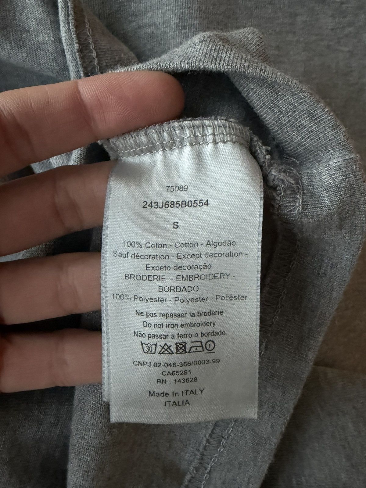 Dior Christian Dior Couture Embroidered Logo T-Shirt Grey