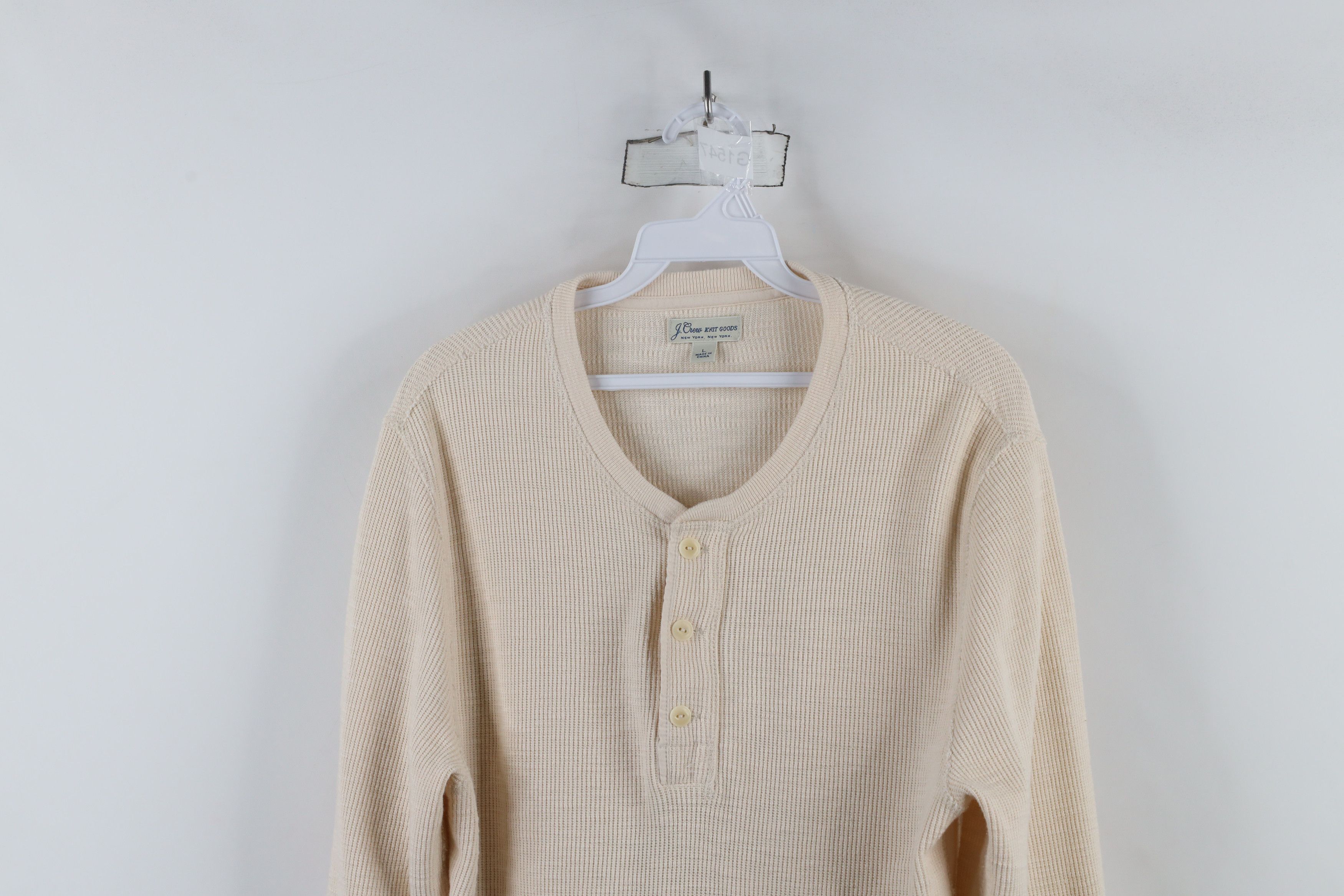 J.Crew × Vintage J Crew Knit Goods Cotton Thermal Waffle Knit Henley T-Shirt Size US L / EU 52-54 / 3 - 2 Thumbnail