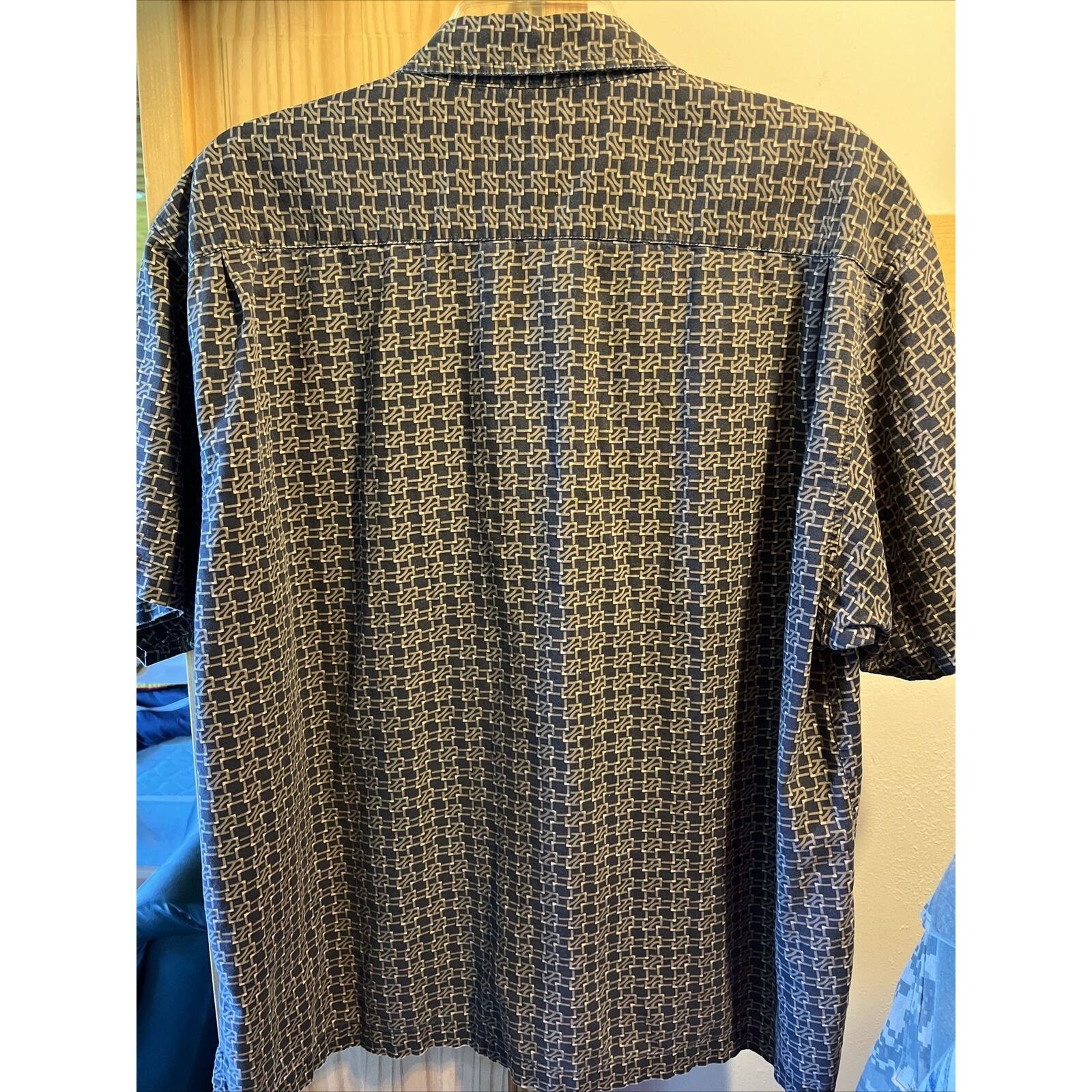 Other Knightsbridge VTG Shirt Mens L Navy Geometric Button Cotton Size US L / EU 52-54 / 3 - 6 Thumbnail