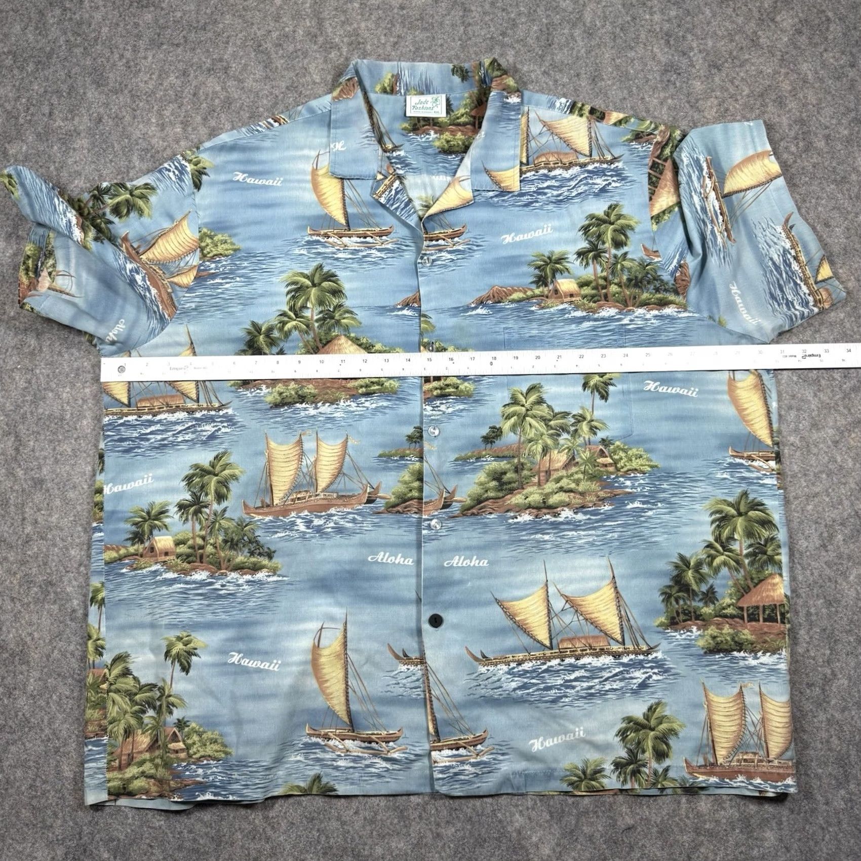 Vintage Jade Fashions Hawaiian Short Sleeve Shirt Men's 4XL Blue Island Sailing Theme Shirt Size US XXL / EU 58 / 5 - 7 Thumbnail