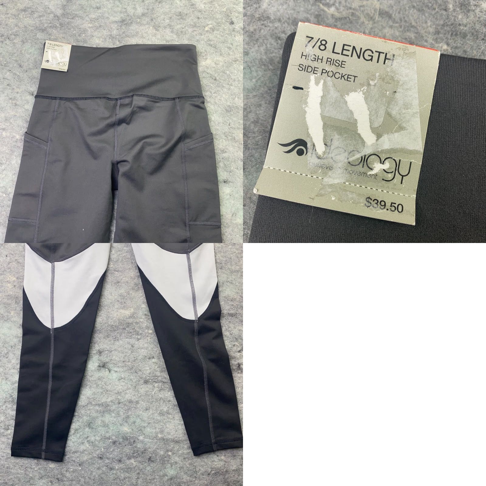 Vintage Ideology Womens Leggings XS Cropped Grey High Rise 7/8 Length With Pockets Sports Activewear Casual Size 26" / US 2 / IT 38 - 9 Thumbnail