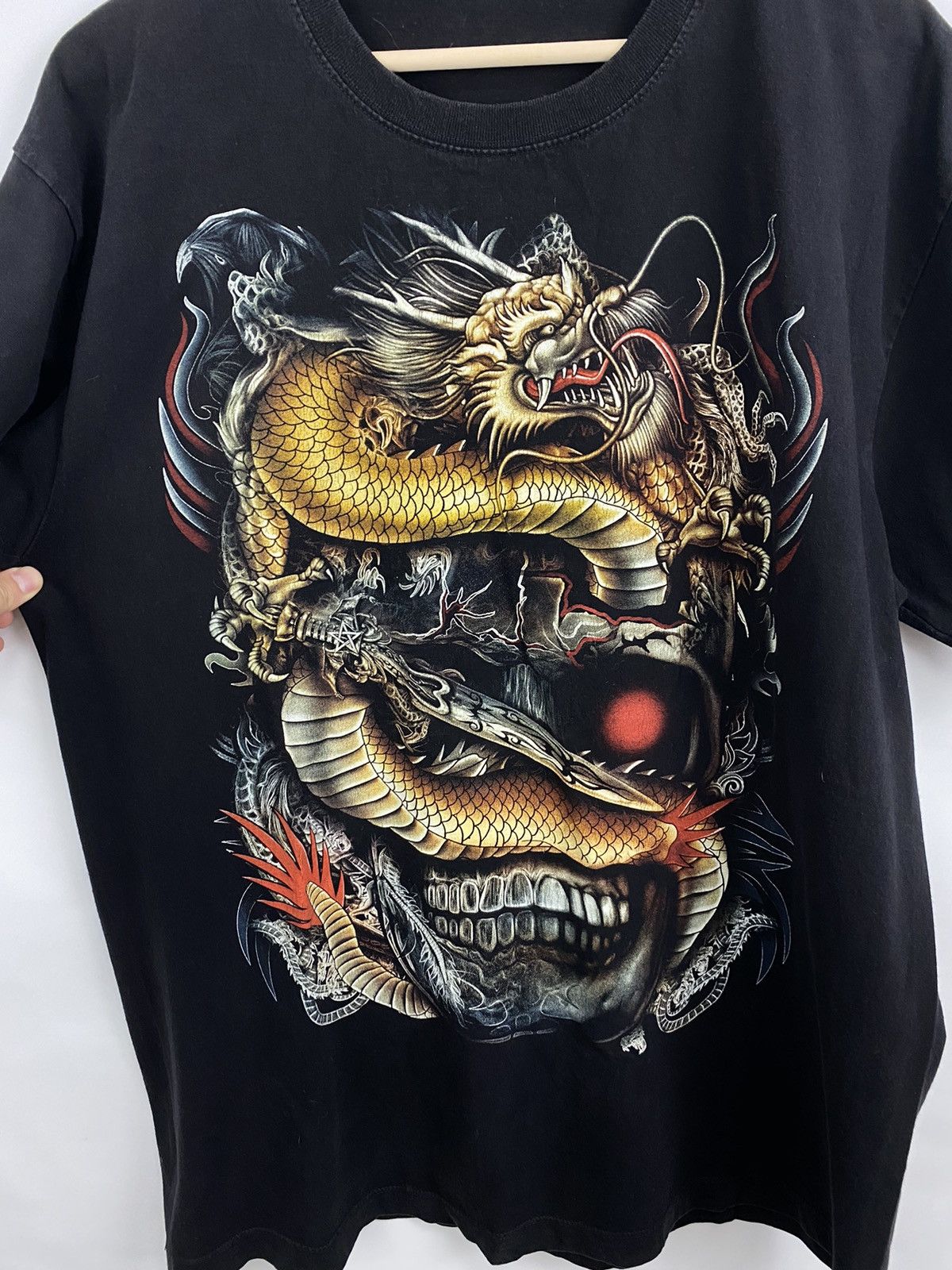 4GSELLER 💀 Vintage Y2K Skull Death Dragon Japan Style T-Shirt Rare Size US XL / EU 56 / 4 - 7 Thumbnail
