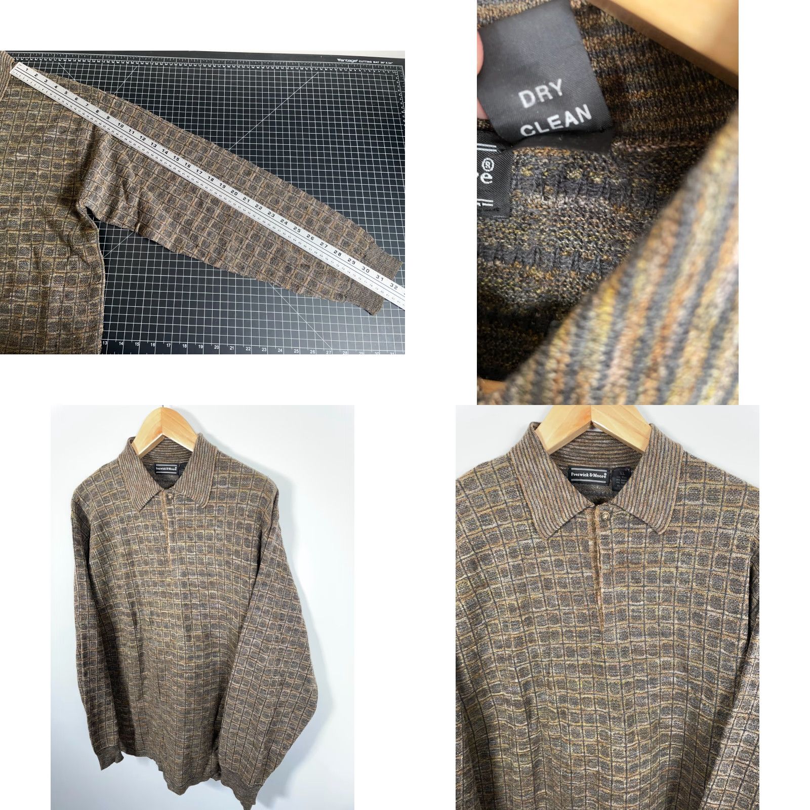 Vintage Preswick & Moore Wool Blend Sweater Men's XL Brown Textured Knit Italy Made Size US XL / EU 56 / 4 - 8 Thumbnail
