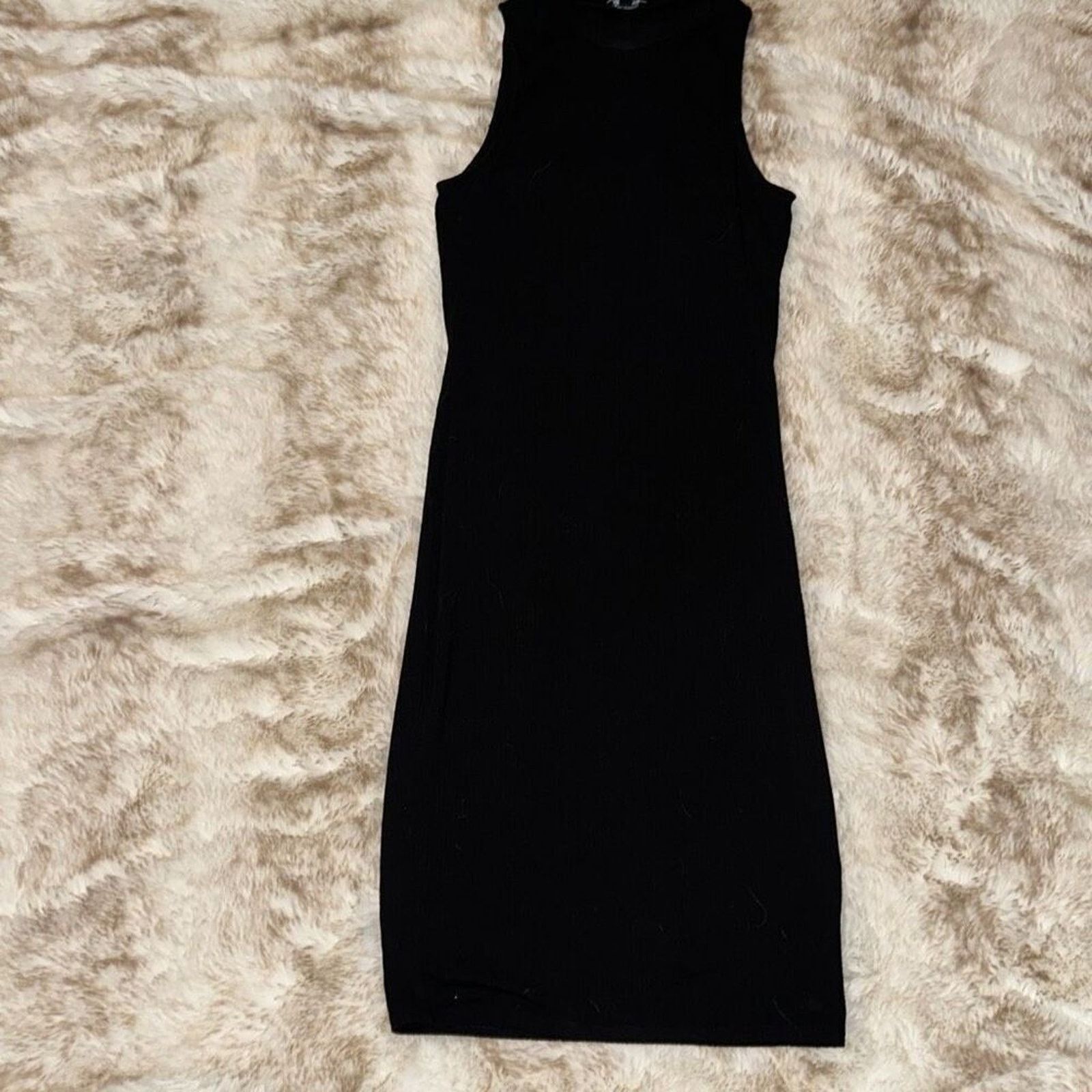 Express Express Mock Neck Black Ribbed Midi Dress | Size XS Size XS / US 0-2 / IT 36-38 - 4 Thumbnail